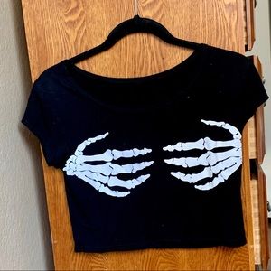 Skeleton Hands Crop Top